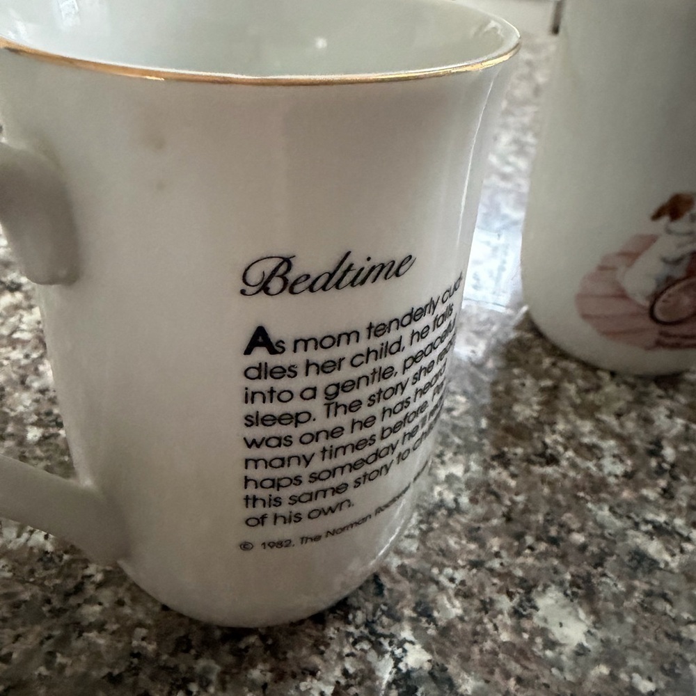Norman Rockwell Colorful Illustrated Mug Set of 4 date 1982 - Picture 3 of 9